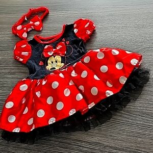 Disney Minnie Mouse sz 18 months princess Park Costume Halloween EUC w headband